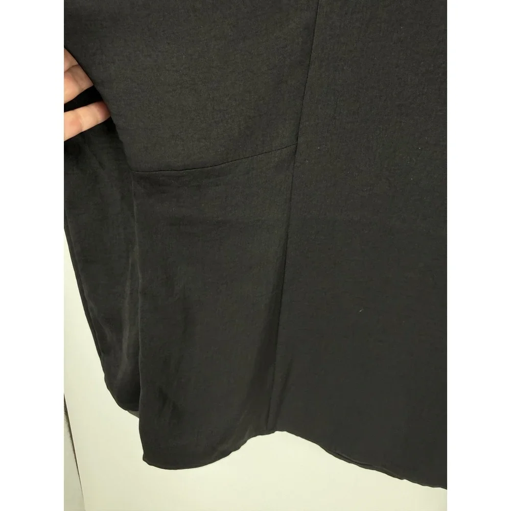 Banana Republic Blouse Women Small Black Puff Sleeve Button Cuff Keyhole Back